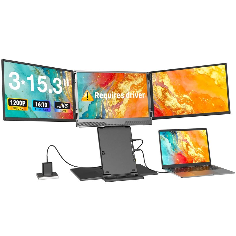 Z3 on one stand: three 15.3-inch panels, four screens with a laptop
